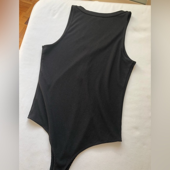 Black Bodysuit with Gold Button Detailing from Dynamite - Picture 2 of 3